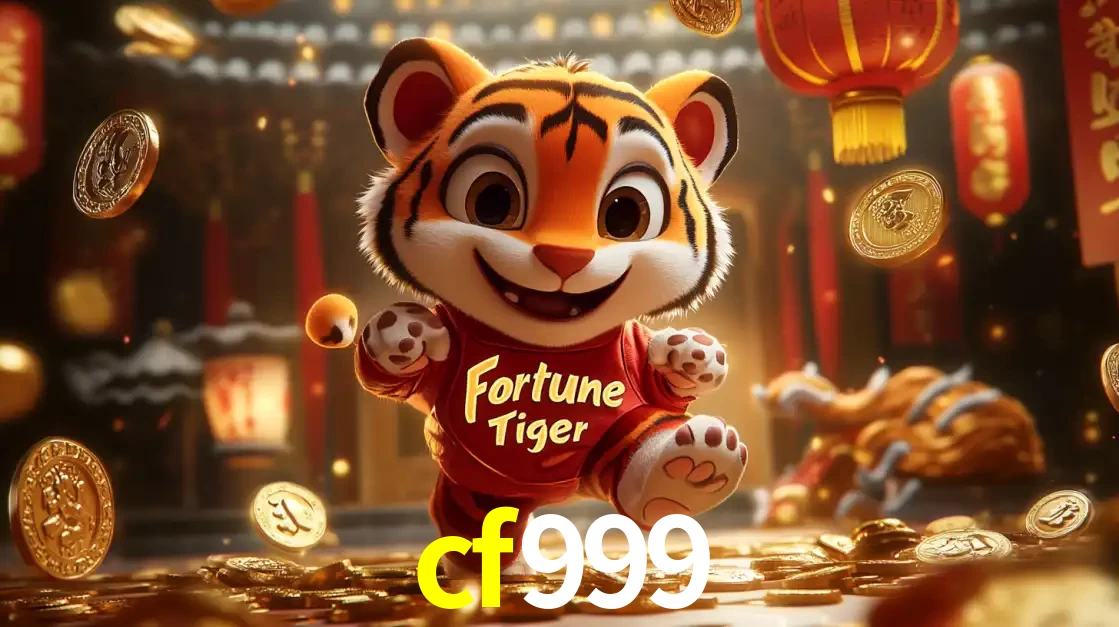 O alegre personagem do Fortune Tiger correndo sobre um caminho de moedas de ouro, simbolizando os grandes prêmios e a diversão do popular jogo de slot do cf999.
